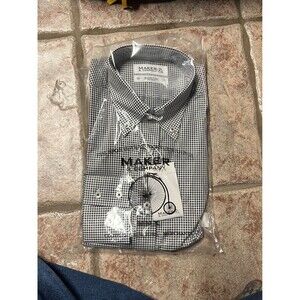 maker and company mens dress shirt new white black 15 1/2x32/33